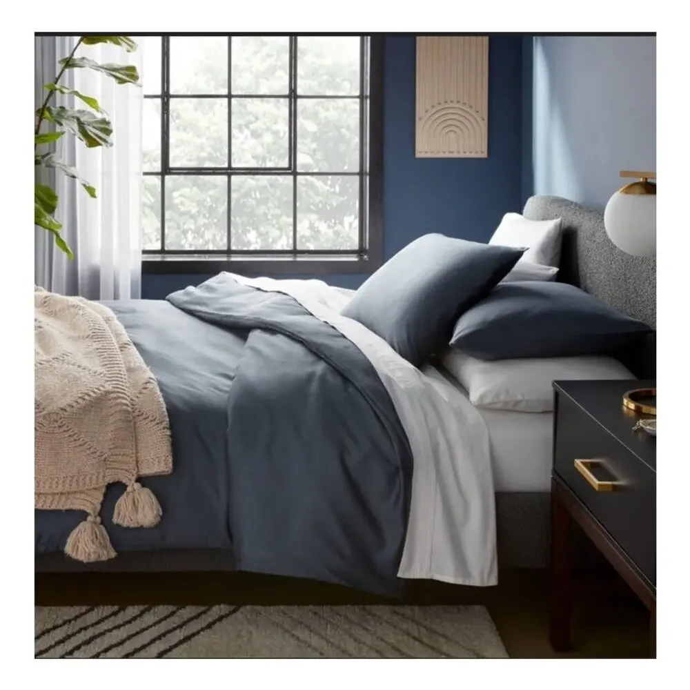 Threshold King TENCEL Lyocell Duvet Cover Sham Set Slate Blue 320TC NEW